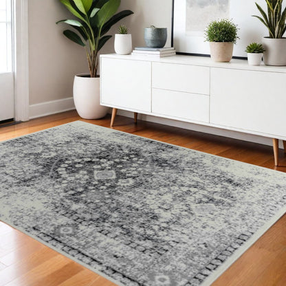 4' X 6' Black Oriental Area Rug