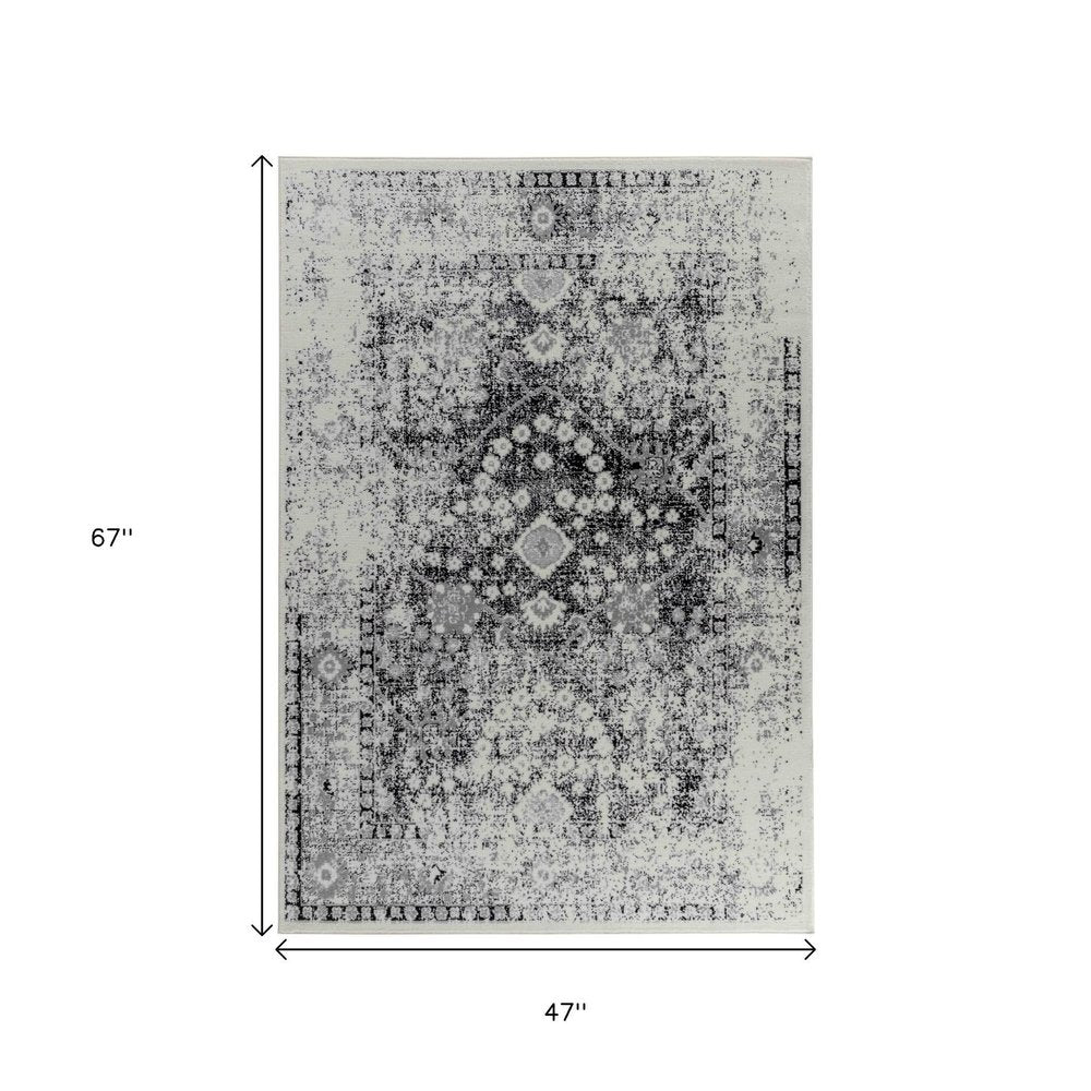 4' X 6' Black Oriental Area Rug