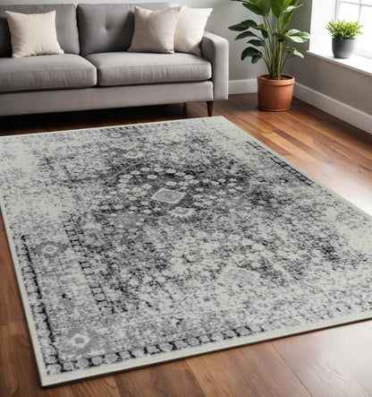 5' X 8' Black Oriental Area Rug
