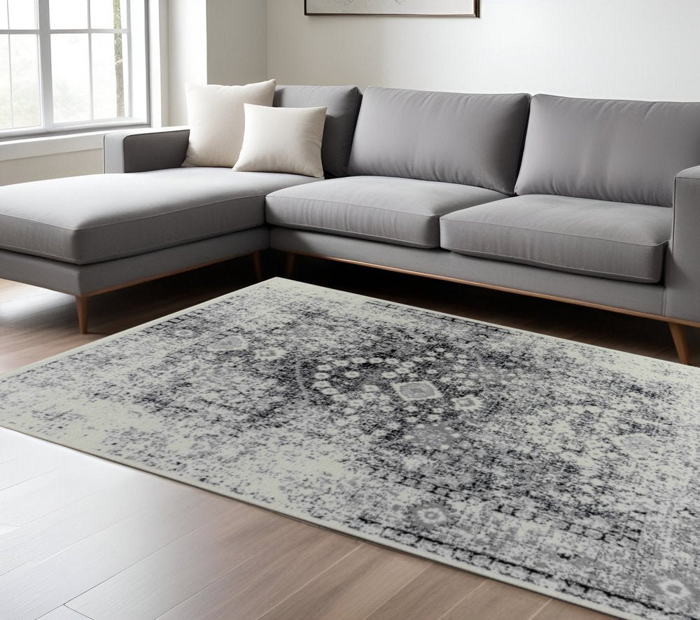 7' X 10' Black Oriental Area Rug