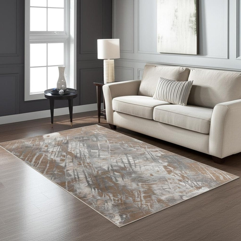 5' X 8' Brown Abstract Area Rug
