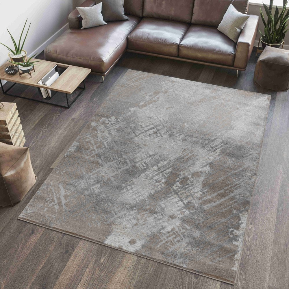 7' X 10' Brown Abstract Area Rug