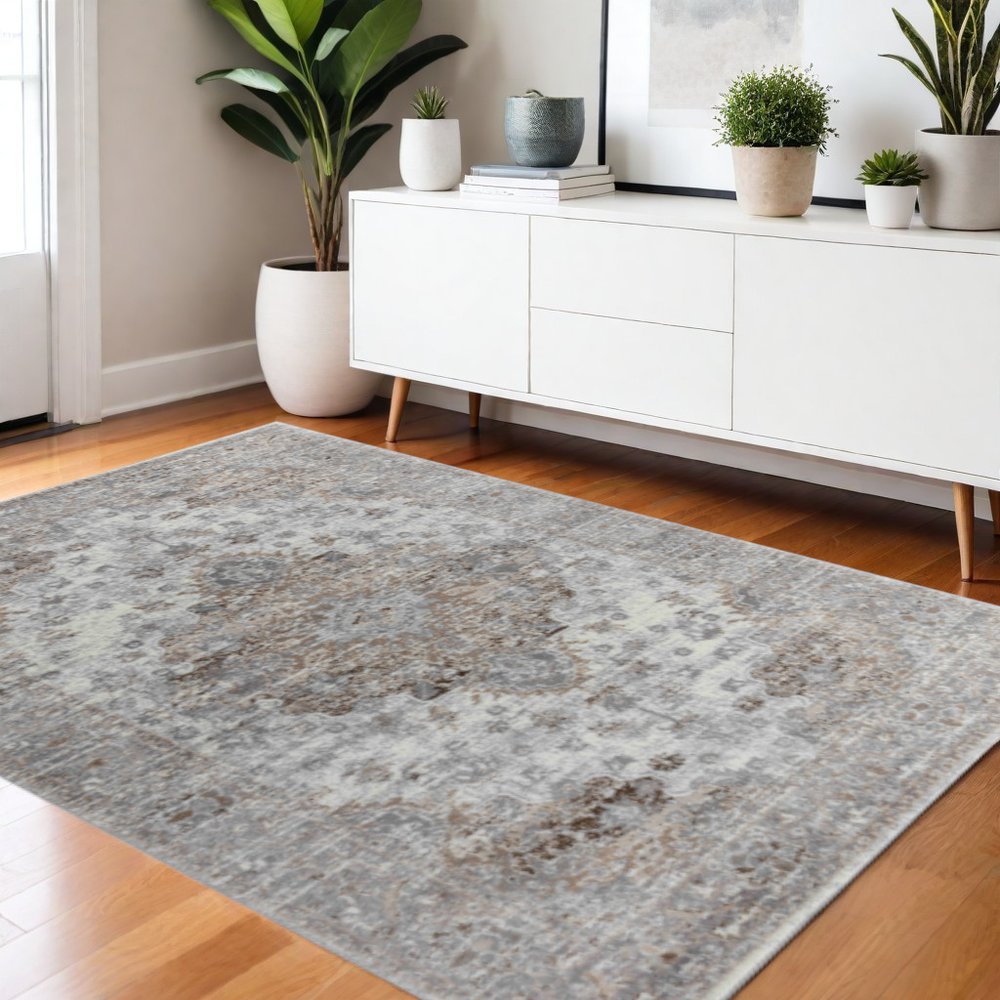 4' X 6' Brown Oriental Area Rug