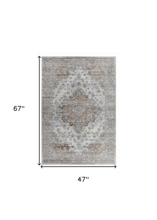 4' X 6' Brown Oriental Area Rug