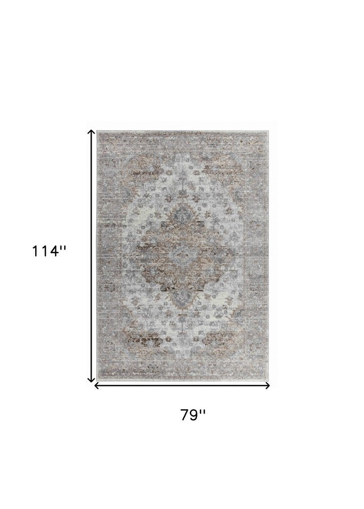 7' X 10' Brown Oriental Area Rug