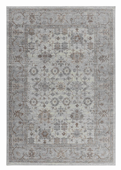 5' X 8' Grey Oriental Area Rug