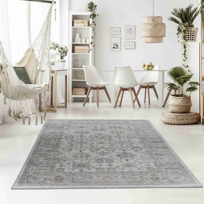 7' X 10' Grey Oriental Area Rug