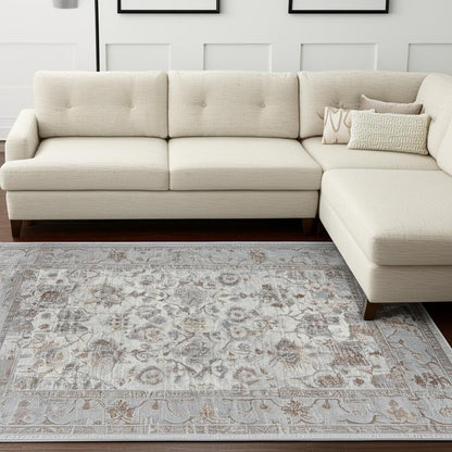 8' X 11' Grey Oriental Area Rug