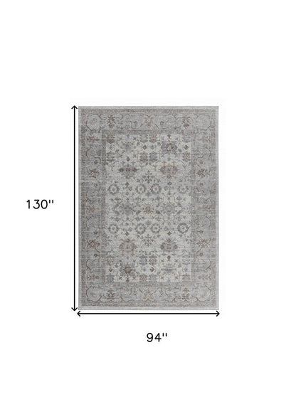 8' X 11' Grey Oriental Area Rug