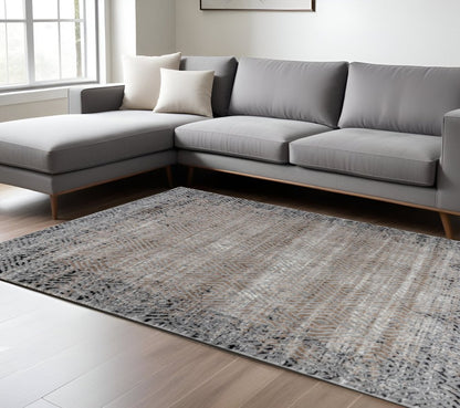 7' X 10' Brown Geometric Area Rug