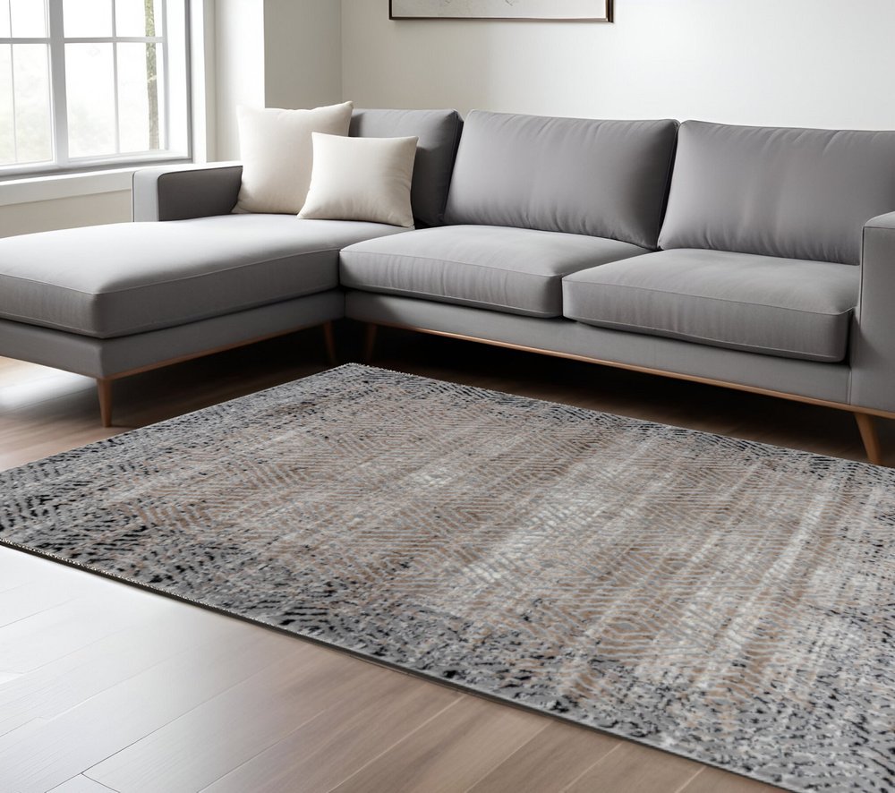 8' X 11' Brown Geometric Area Rug