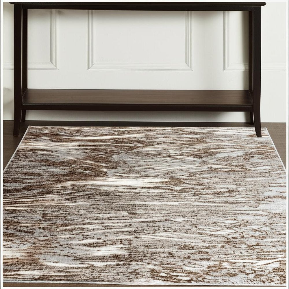 4' X 6' Brown Abstract Area Rug