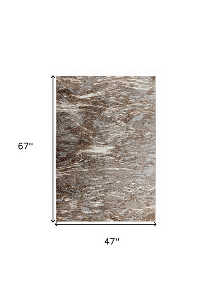 4' X 6' Brown Abstract Area Rug