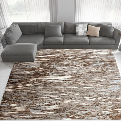 7' X 10' Brown Abstract Area Rug