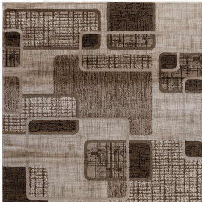 4' X 6' Brown Geometric Area Rug