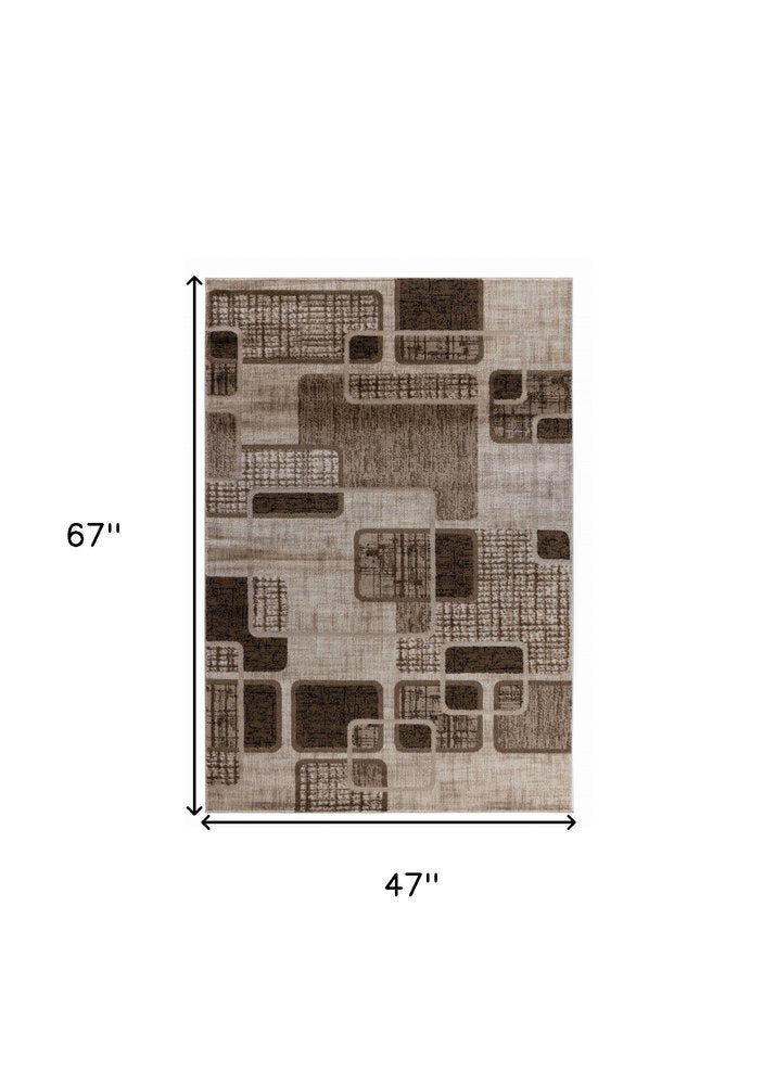 4' X 6' Brown Geometric Area Rug
