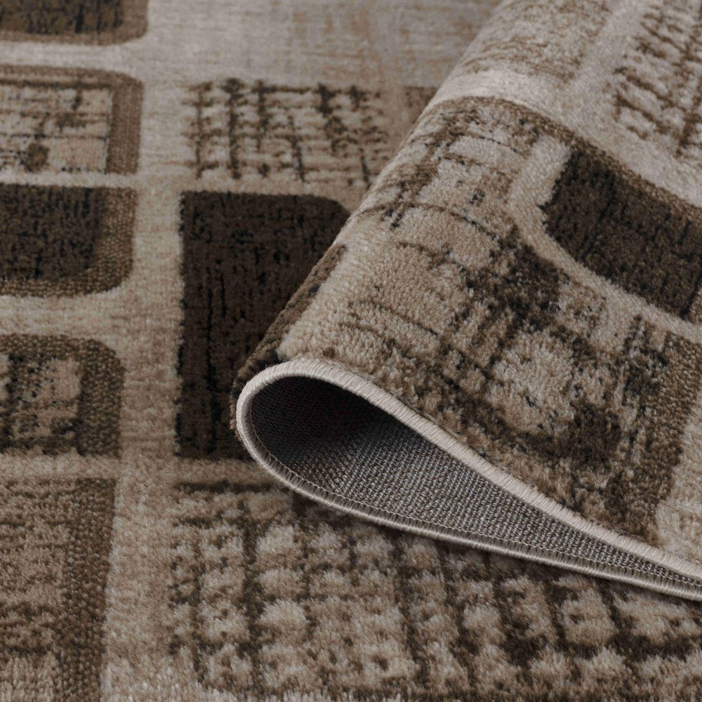 5' X 8' Brown Geometric Area Rug