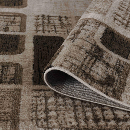 5' X 8' Brown Geometric Area Rug