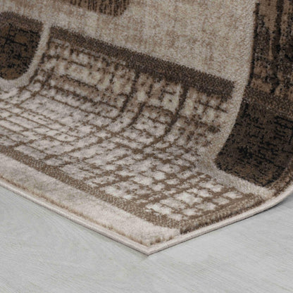 7' X 10' Brown Geometric Area Rug