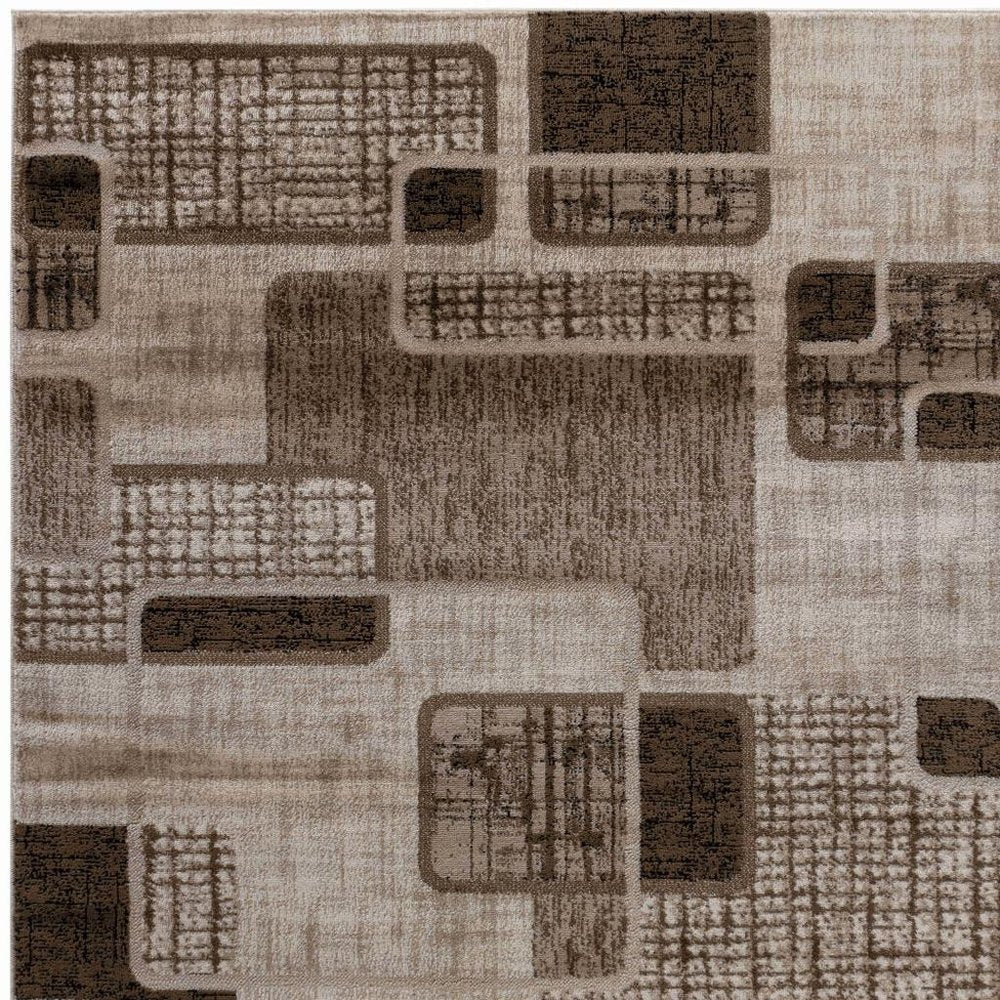 8' X 11' Brown Geometric Area Rug