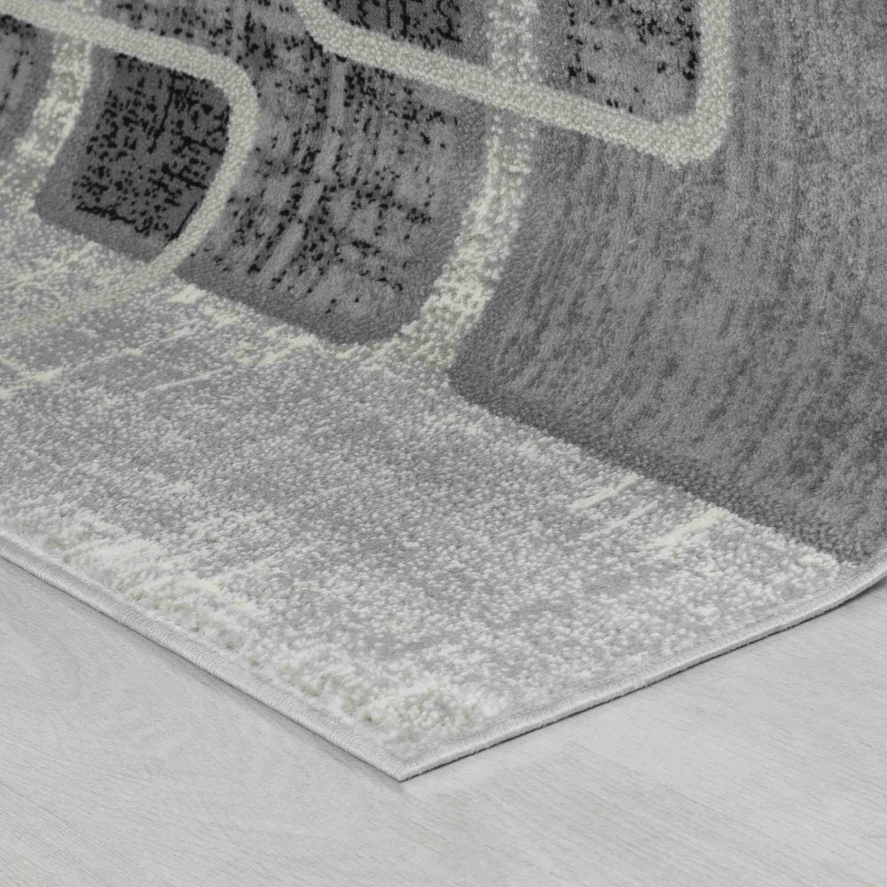 8' X 11' Grey Geometric Area Rug