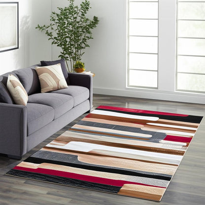 5' X 8' Brown Abstract Area Rug