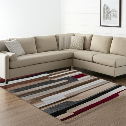 7' X 10' Brown Abstract Area Rug