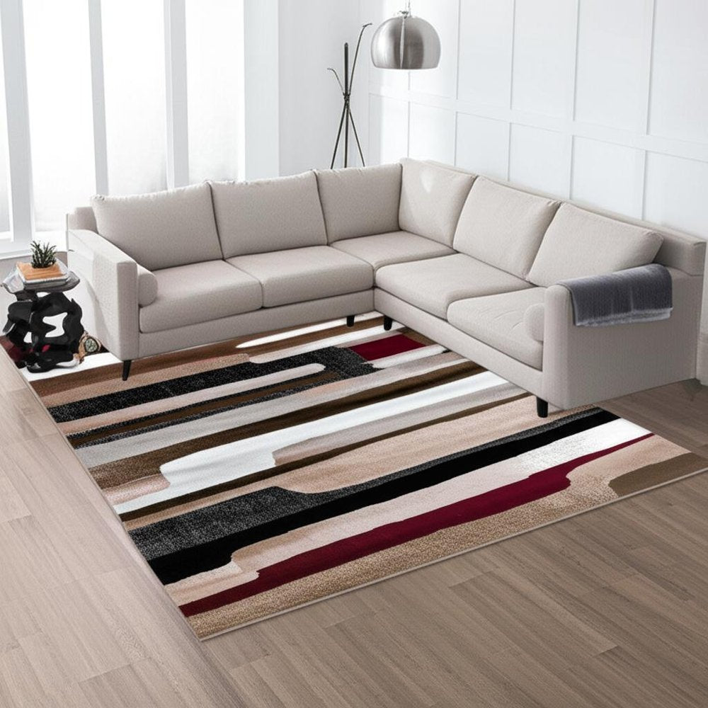 8' X 11' Brown Abstract Area Rug
