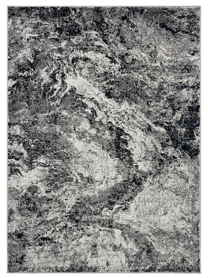 4' X 6' Gray And Black Abstract Distressed Area Rug