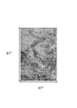 4' X 6' Gray And Black Abstract Distressed Area Rug