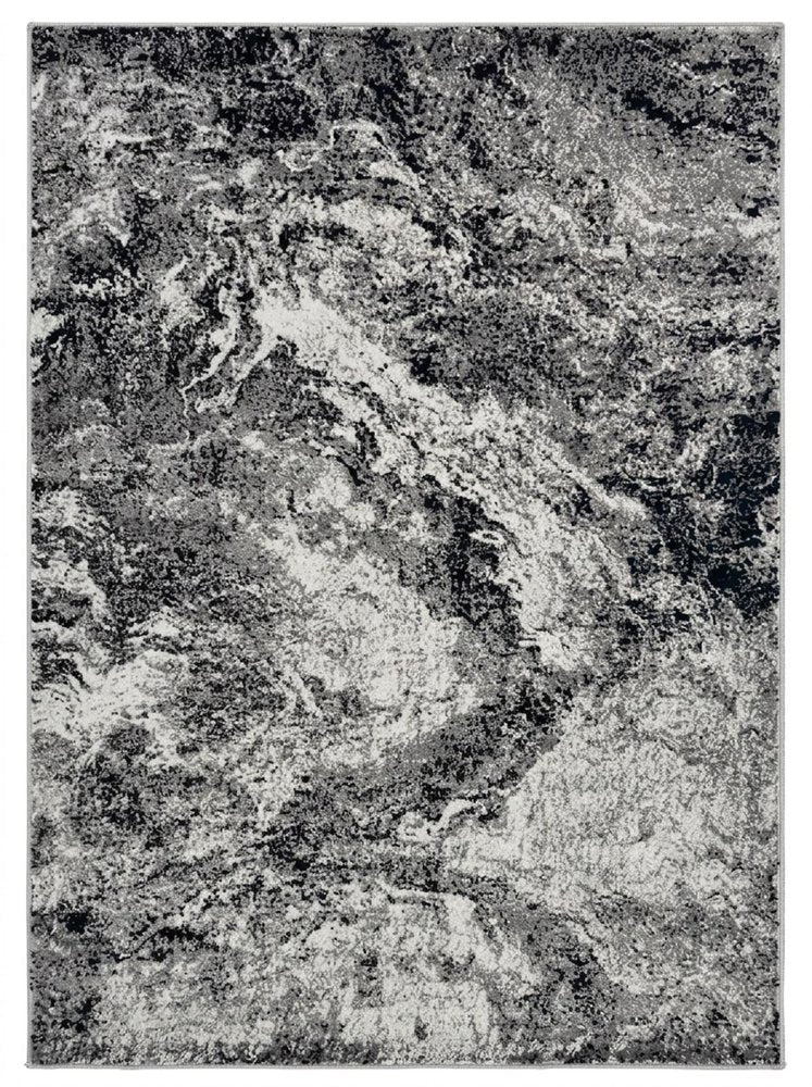 5' X 7' Gray And Black Abstract Distressed Area Rug