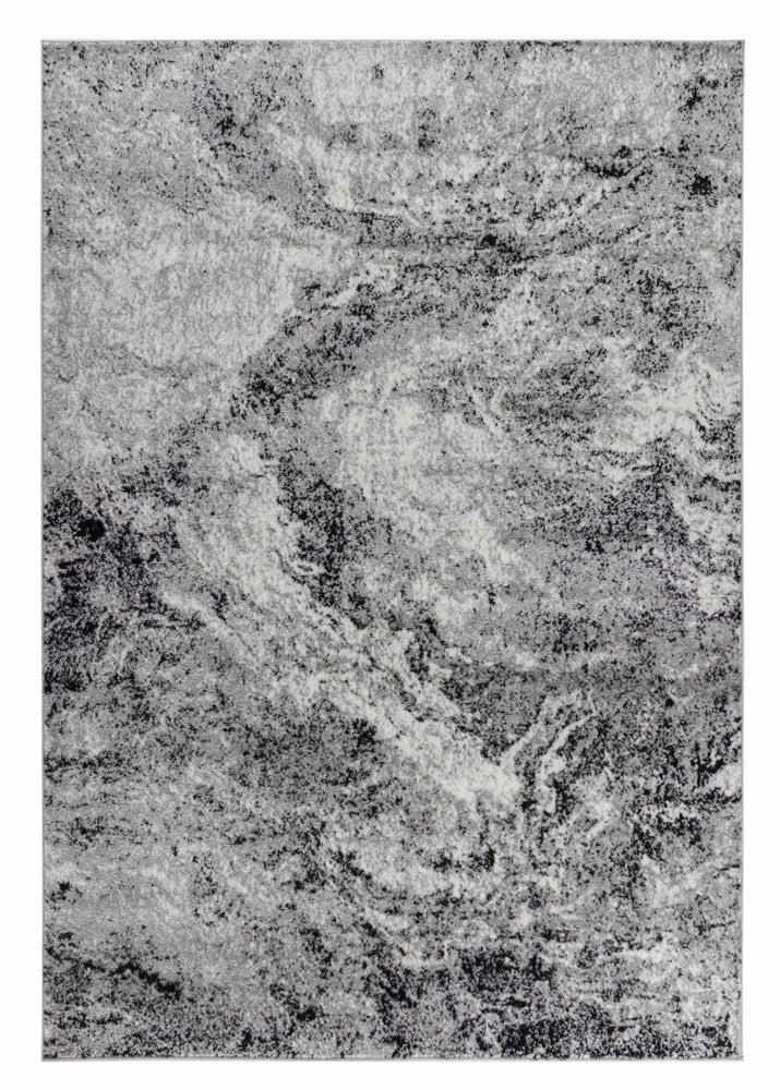 5' X 7' Gray And Black Abstract Distressed Area Rug