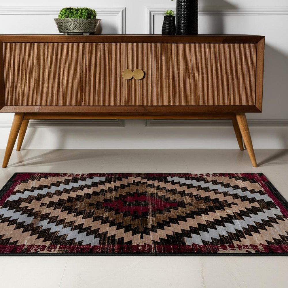 4' X 6' Brown Geometric Area Rug