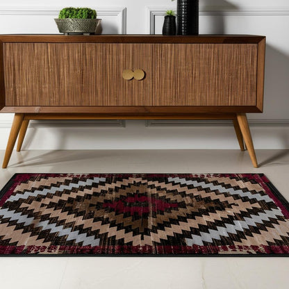 4' X 6' Brown Geometric Area Rug