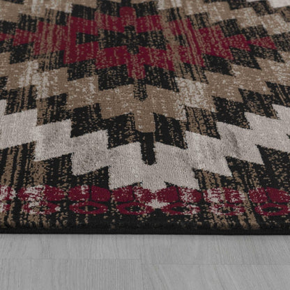 7' X 10' Brown Geometric Area Rug