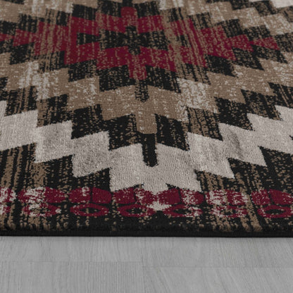 7' X 10' Brown Geometric Area Rug