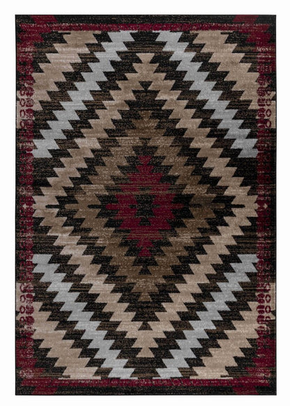7' X 10' Brown Geometric Area Rug