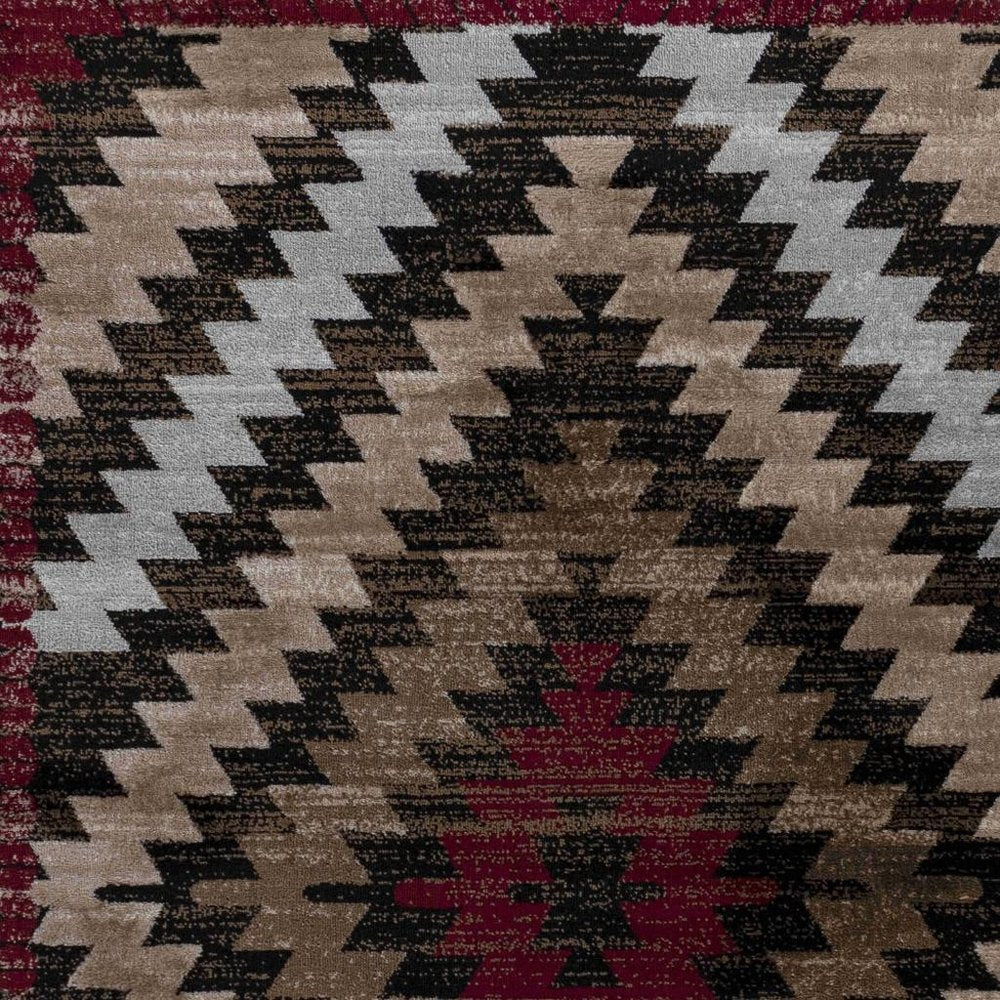 7' X 10' Brown Geometric Area Rug