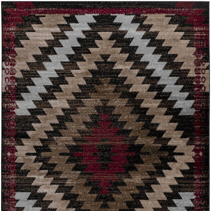 7' X 10' Brown Geometric Area Rug