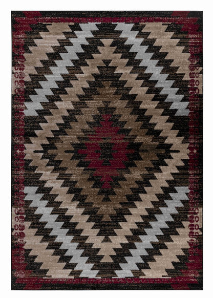 7' X 10' Brown Geometric Area Rug