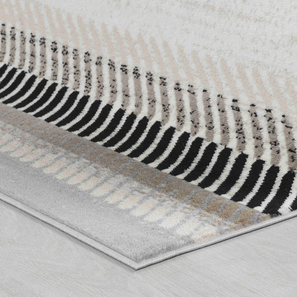 6' X 9' Beige And Brown Striped Area Rug