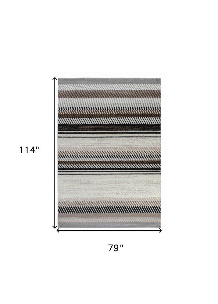 6' X 9' Beige And Brown Striped Area Rug