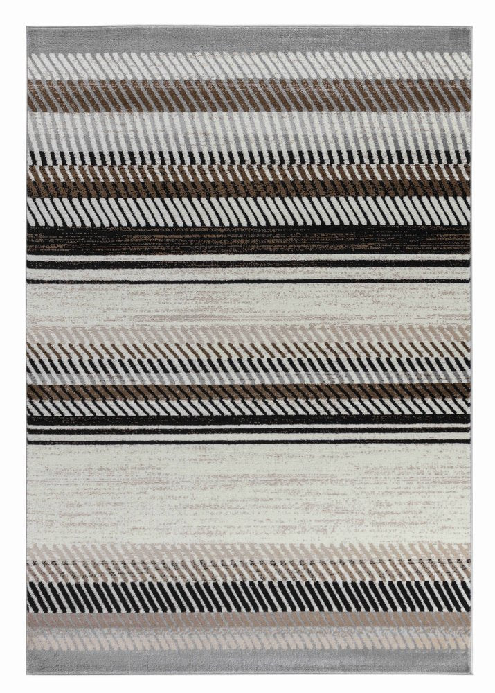 6' X 9' Beige And Brown Striped Area Rug