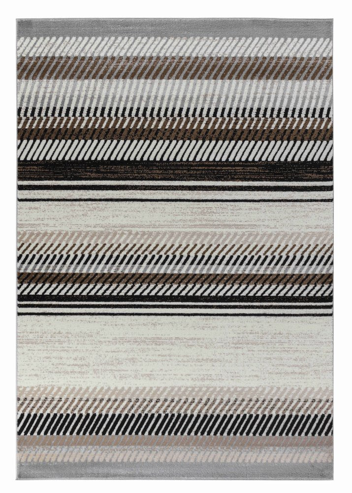 8' X 11' Beige Striped Area Rug