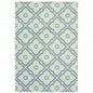 10' X 13' Blue and Ivory Geometric Stain Resistant Indoor Outdoor Area Rug
