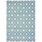 10' X 13' Blue and Ivory Geometric Stain Resistant Indoor Outdoor Area Rug