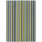 9' X 13' Blue and Green Striped Stain Resistant Indoor Outdoor Area Rug