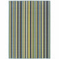 9' X 13' Blue and Green Striped Stain Resistant Indoor Outdoor Area Rug
