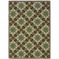 9' X 13' Brown and Ivory Floral Stain Resistant Indoor Outdoor Area Rug