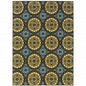 2' X 4' Blue and Green Floral Stain Resistant Indoor Outdoor Area Rug